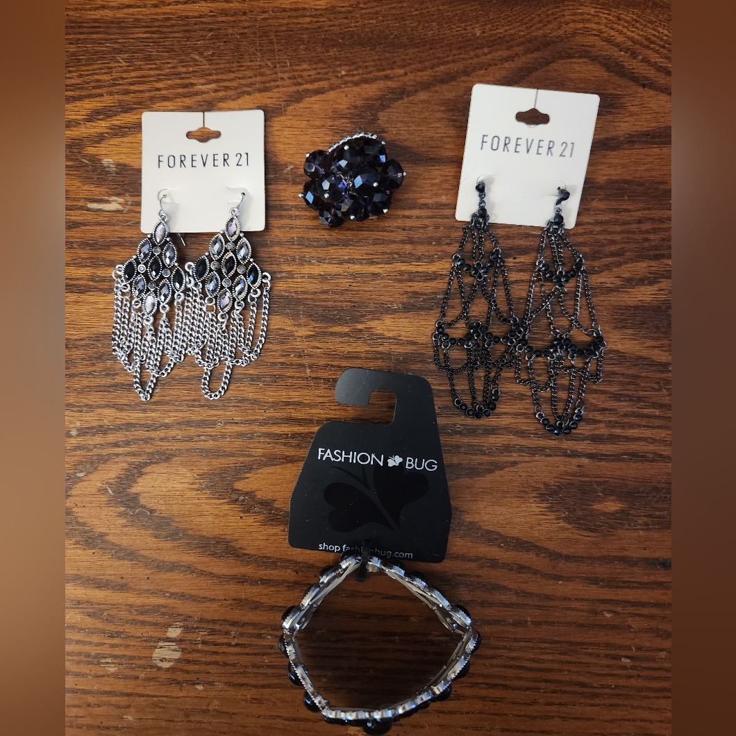 Fashion Bug Black And Silver Hair Accessory Set